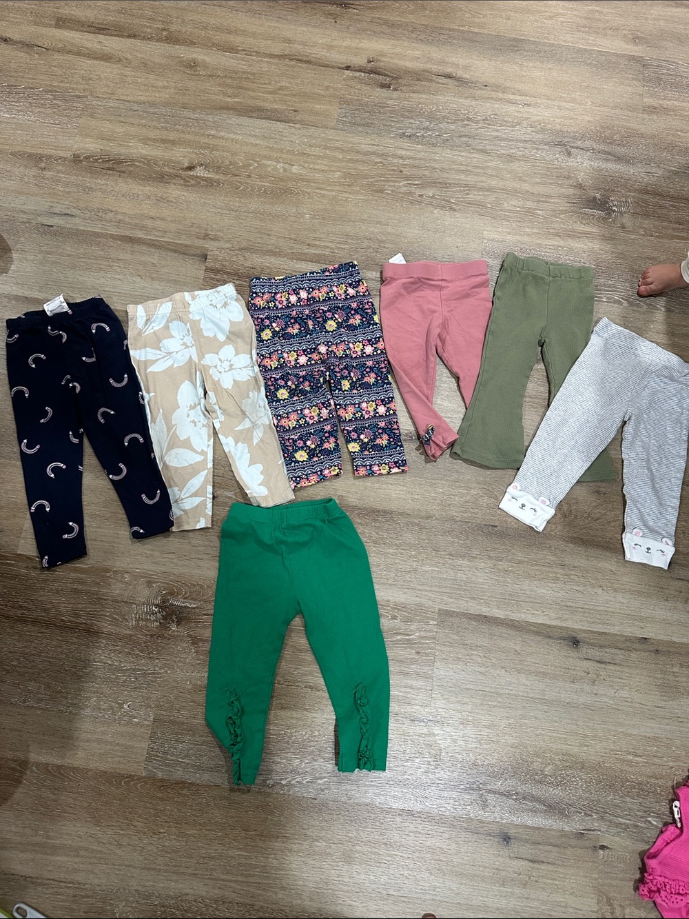 Set of 7 different color little girls pants. See description.